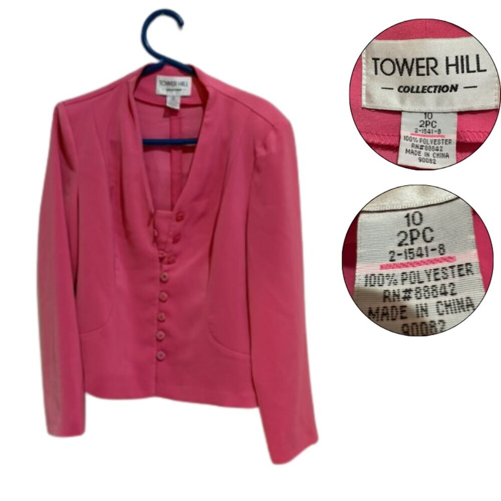 Tower Hill Hot Pink Skirt Suit Set Blazer & Skirt Size 10